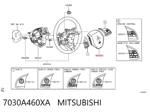 Подушка безопасности водителя 7030A460XA Mitsubishi
