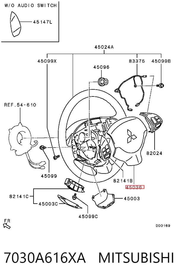 Подушка безопасности водителя 7030A616XA Mitsubishi