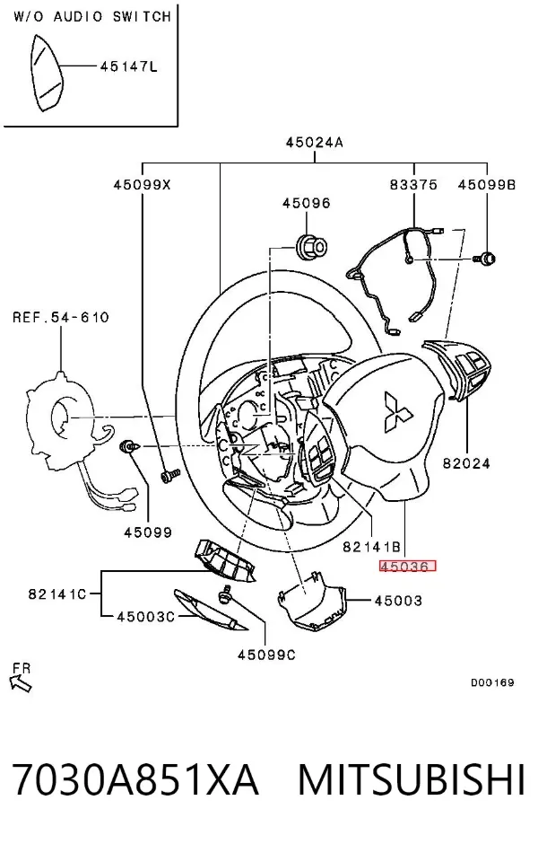 Подушка безопасности водителя 7030A851XA Mitsubishi