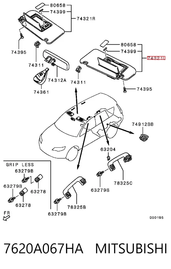 Солнцезащитный козырек 7620A067HA Mitsubishi