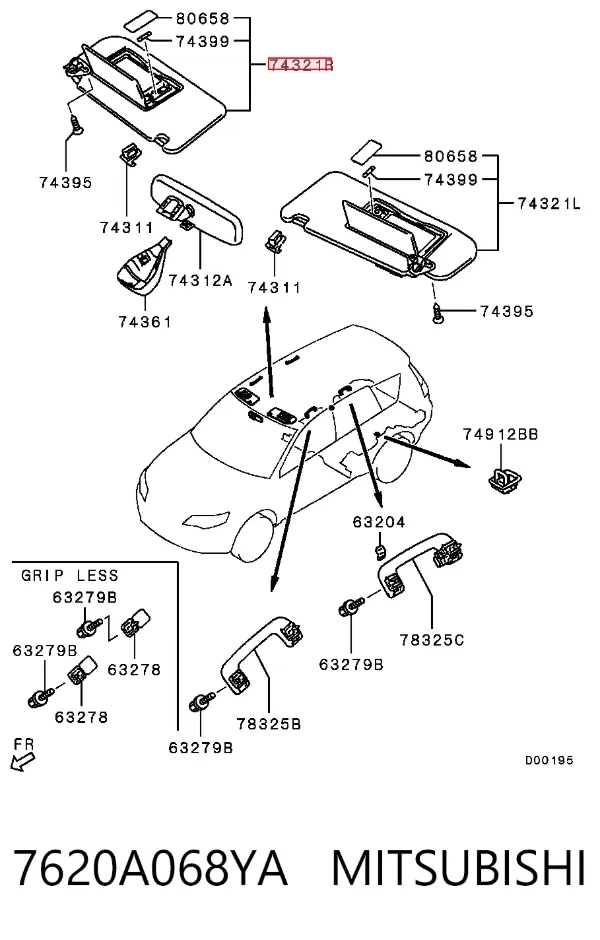 Солнцезащитный козырек 7620A068YA Mitsubishi