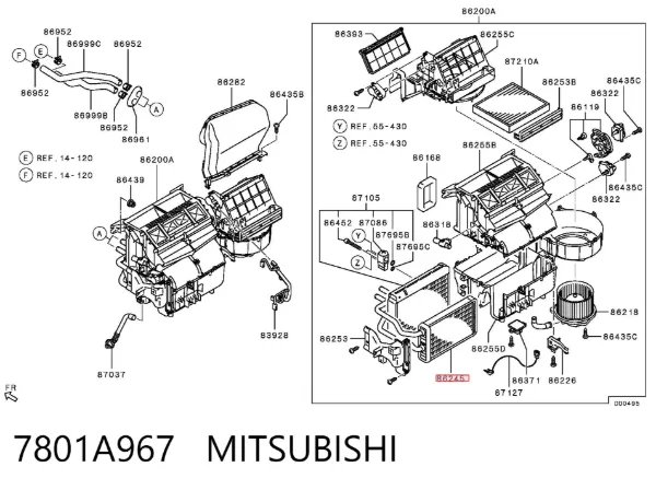 Радиатор печки 7801A967 Mitsubishi