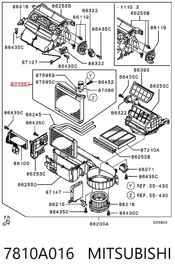 Испаритель кондиционера 7810A016 Mitsubishi