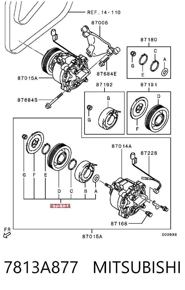 Шкив компрессора кондиционера 7813A877 Mitsubishi