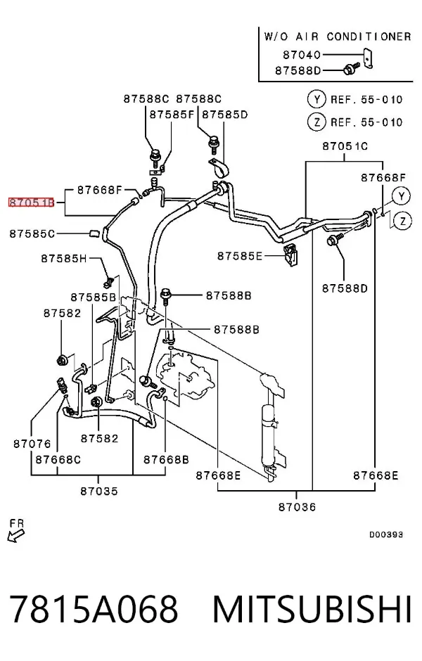 Шланг кондиционера, от радиатора к испарителю 7815A068 Mitsubishi