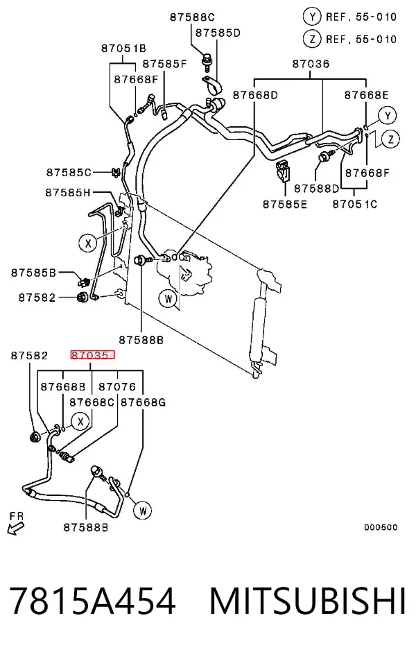 Шланг кондиционера, от компрессора к радиатору 7815A454 Mitsubishi