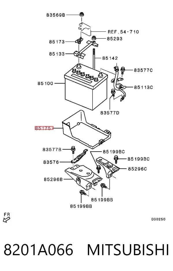 Полка под аккумулятор 8201A066 Mitsubishi