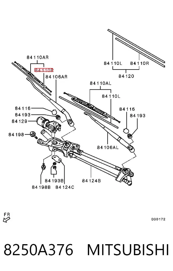 Резинка щетки стеклоочистителя пассажирская 8250A376 Mitsubishi