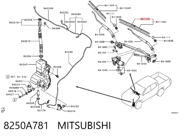 Резинка щетки стеклоочистителя пассажирская 8250A781 Mitsubishi