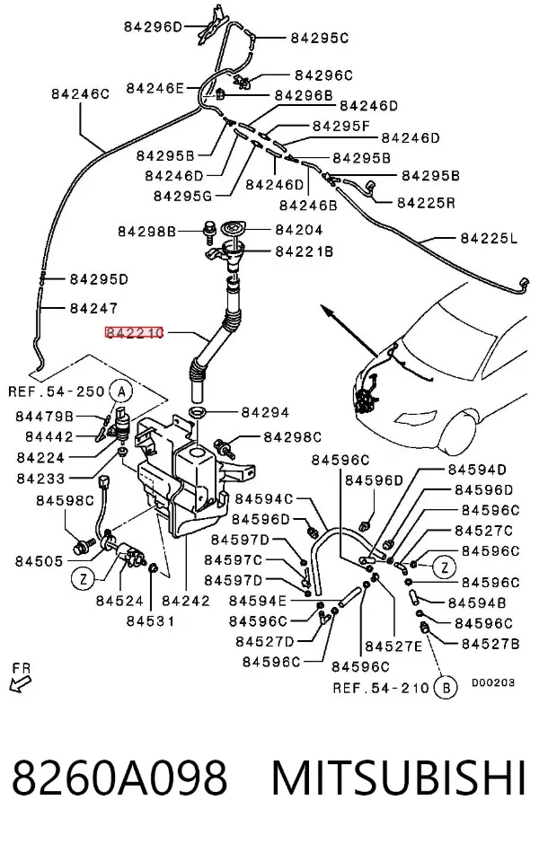 Горловина бачка омывателя 8260A098 Mitsubishi