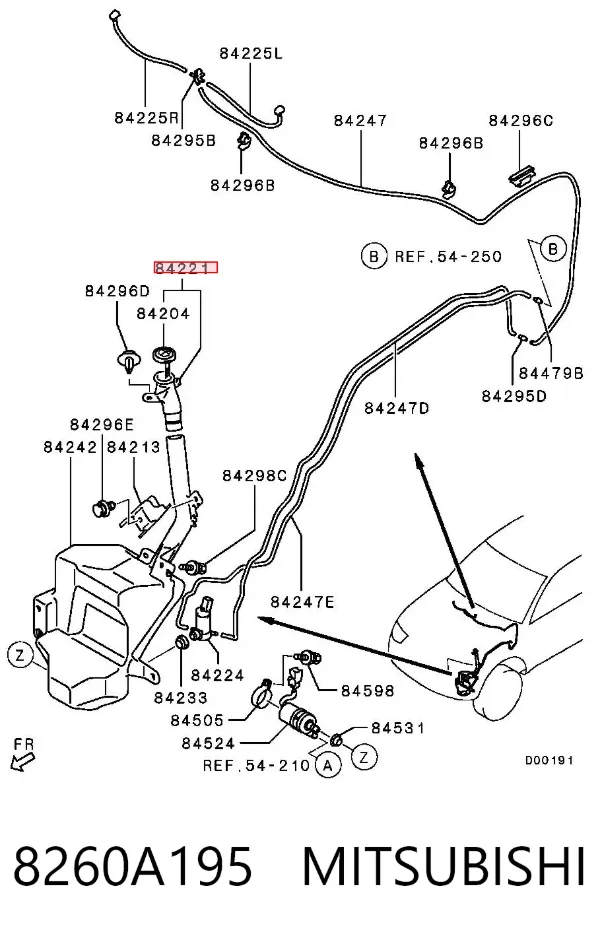 Горловина бачка омывателя 8260A195 Mitsubishi