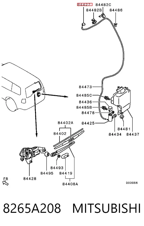 Форсунка омывателя заднего стекла 8265A208 Mitsubishi