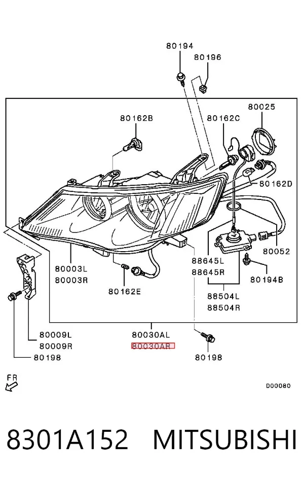 Правая фара 8301A152 Mitsubishi