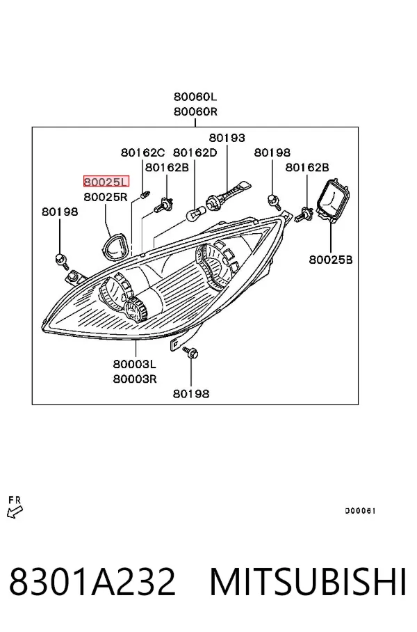 Крышка фары задняя 8301A232 Mitsubishi
