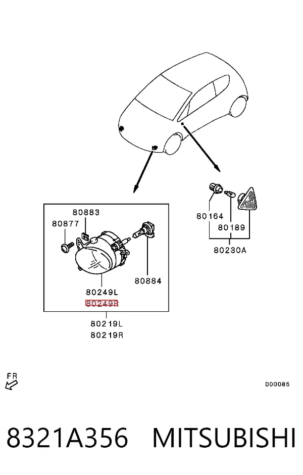 Фара противотуманная правая 8321A356 Mitsubishi