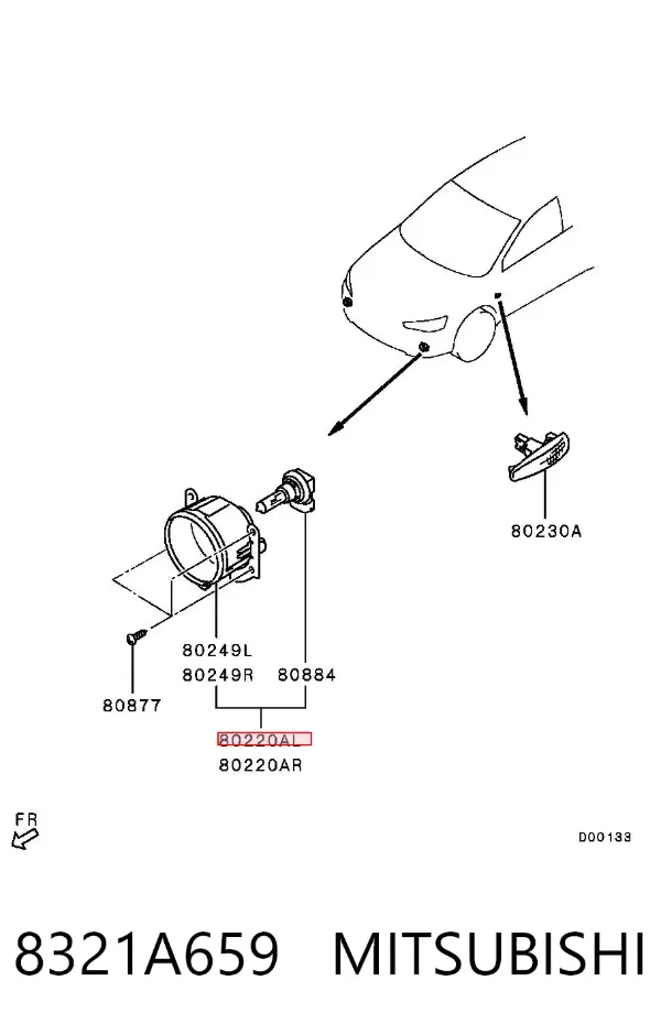 Фара противотуманная левая 8321A659 Mitsubishi