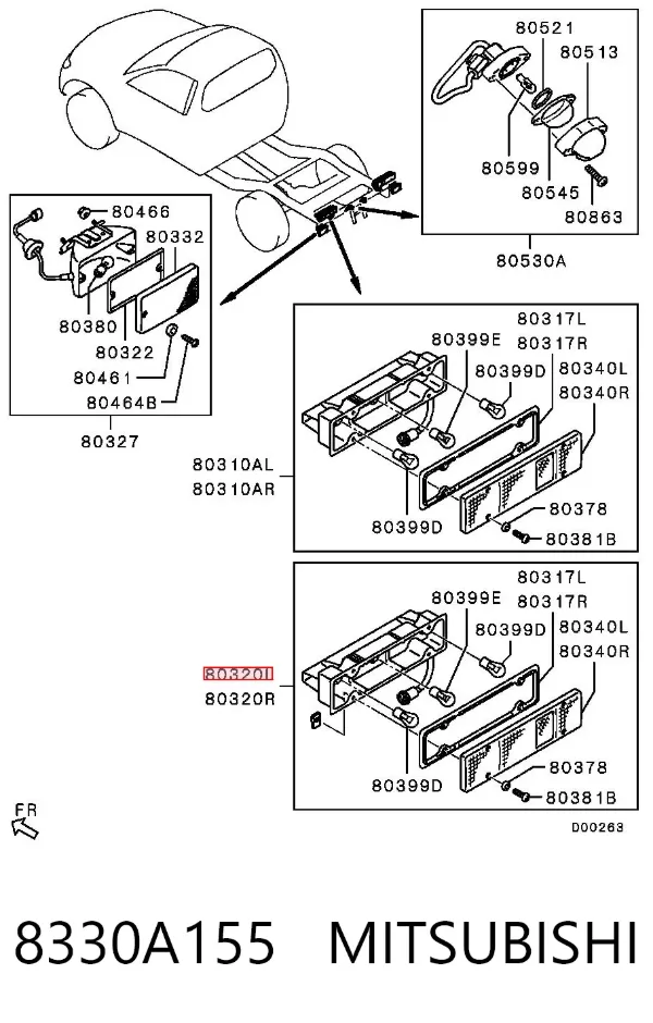 Фонарь задний левый 8330A155 Mitsubishi