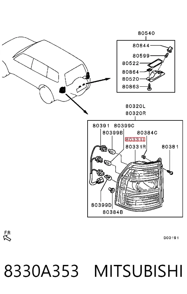 Фонарь задний левый 8330A353 Mitsubishi