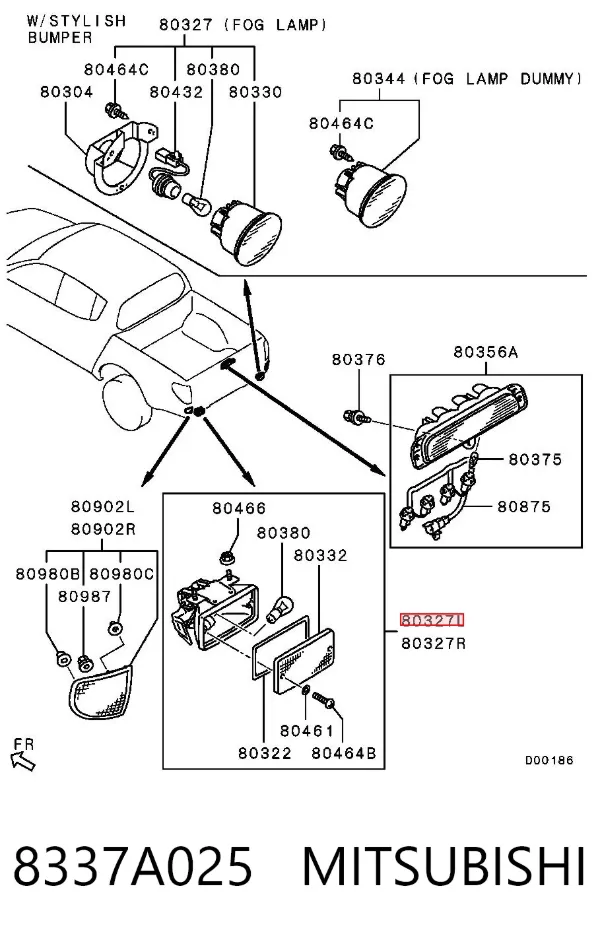Фонарь противотуманный задний левый 8337A025 Mitsubishi
