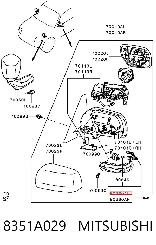 Указатель поворота зеркала левый 8351A029 Mitsubishi