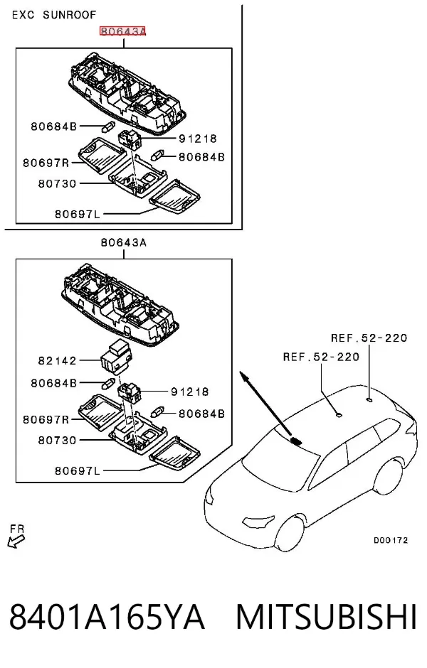 Плафон салона 8401A165YA Mitsubishi