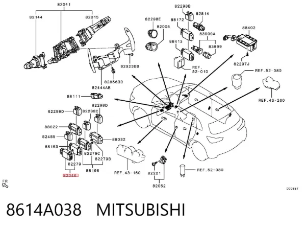 Кнопка (регулятор) корректора фар 8614A038 Mitsubishi