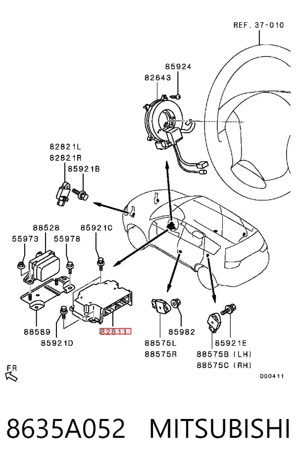 Модуль-процессор управления подушкой безопасности (ЭБУ AIRBAG) 8635A052 Mitsubishi