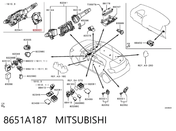 Датчик угла поворота руля 8651A187 Mitsubishi