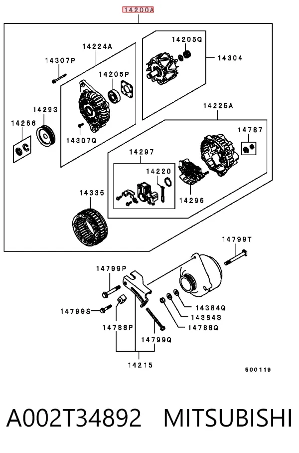 Генератор A002T34892 Mitsubishi