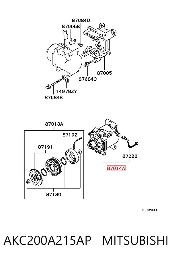Компрессор кондиционера AKC200A215AP Mitsubishi