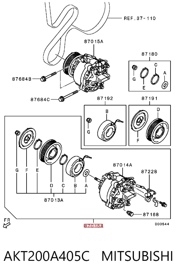 Компрессор кондиционера AKT200A405C Mitsubishi