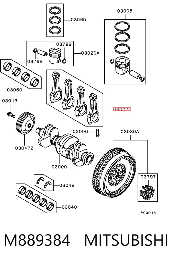 Шатун поршня двигателя M889384 Mitsubishi