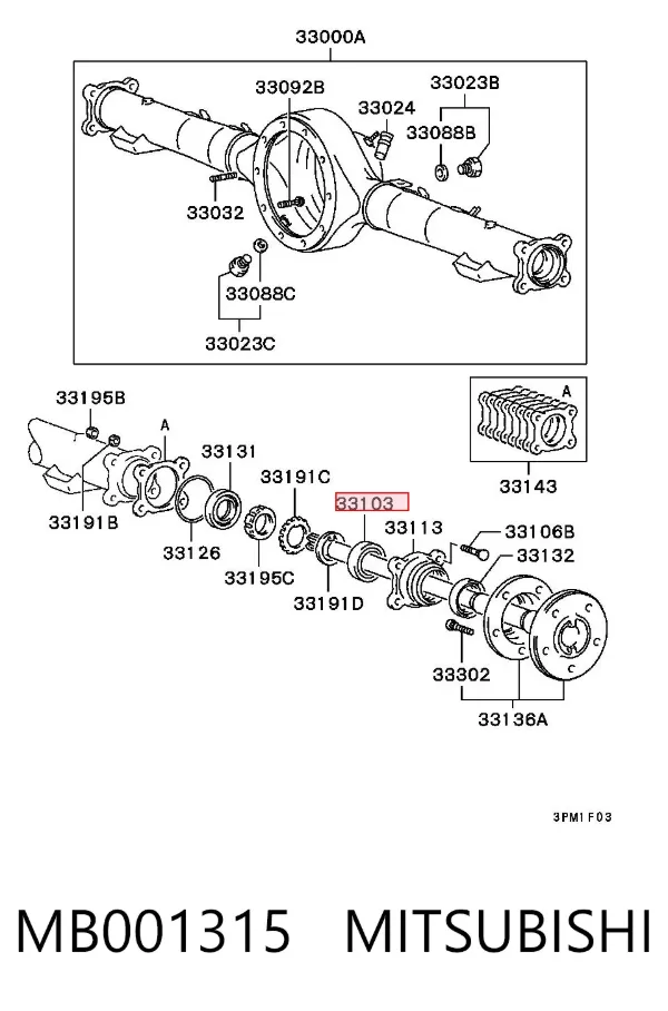 Подшипник полуоси заднего моста MB001315 Mitsubishi