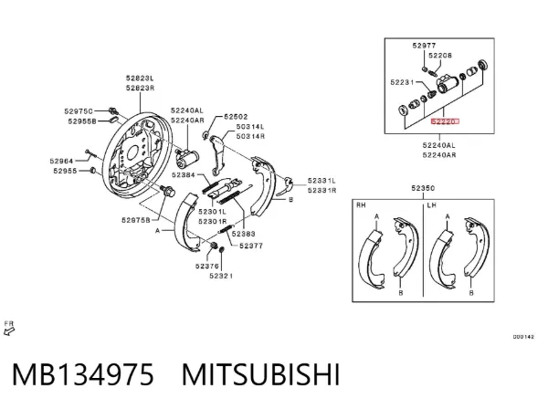 Ремкомплект тормозного цилиндра заднего MB134975 Mitsubishi