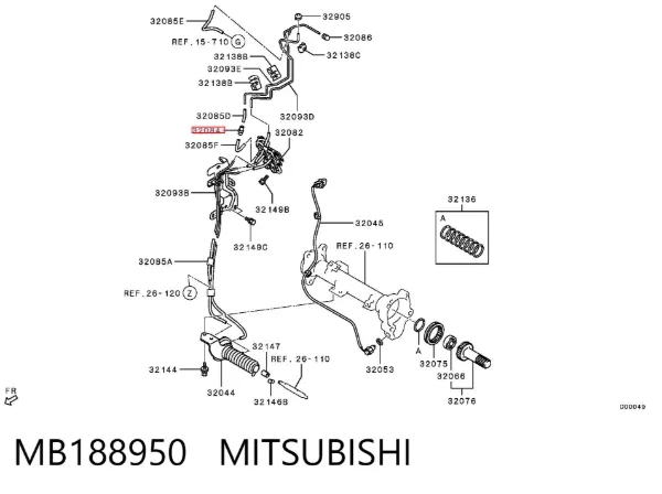 Клапан вакуумного усилителя тормозов MB188950 Mitsubishi