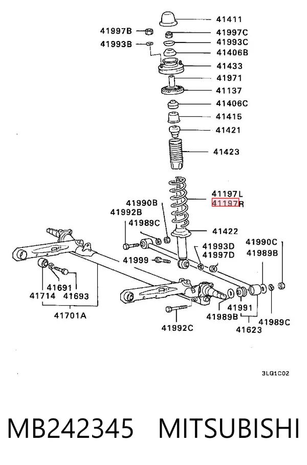 Задняя пружина MB242345 Mitsubishi