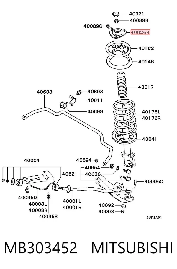 Опора переднего амортизатора MB303452 Mitsubishi