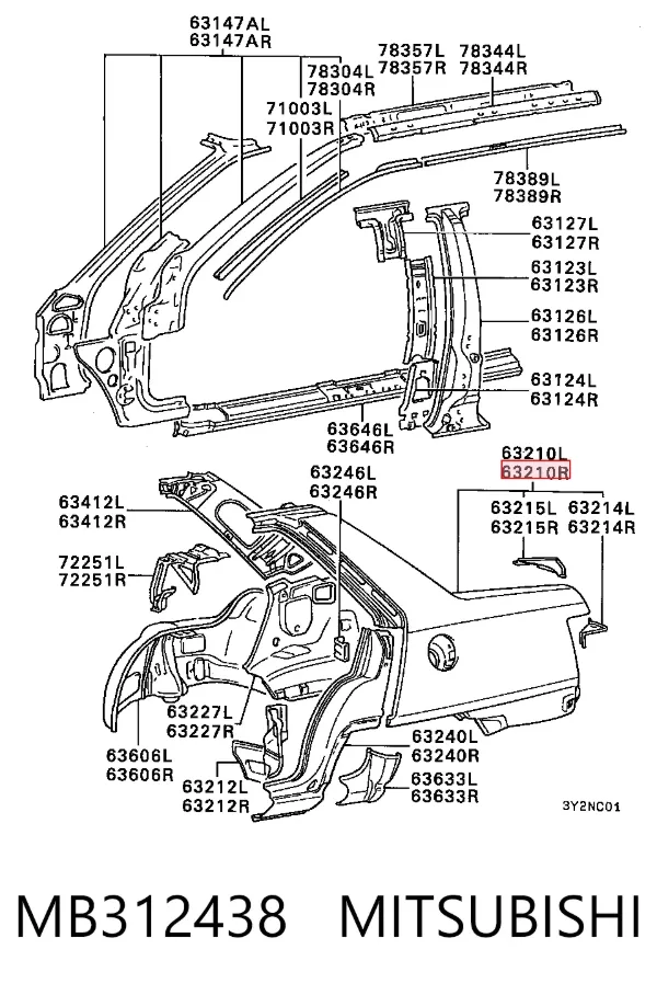 Крыло заднее правое MB312438 Mitsubishi