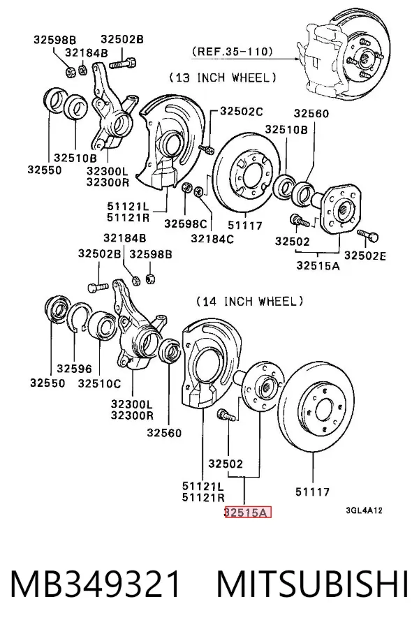Передняя ступица MB349321 Mitsubishi