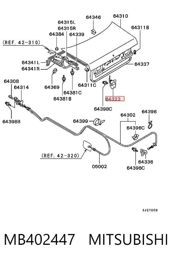Замок багажника MB402447 Mitsubishi