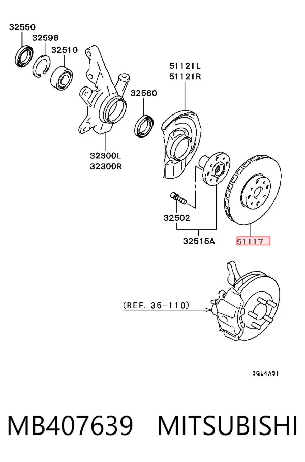 Передние тормозные диски MB407639 Mitsubishi