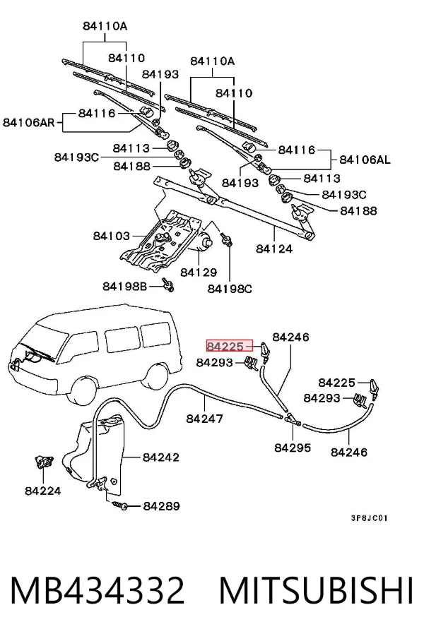 Форсунка омывателя Mitsubishi L 300 P0W, P1W, P2W