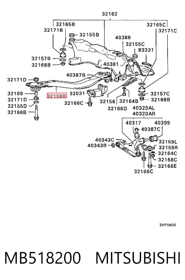 Балка крепления двигателя MB518200 Mitsubishi