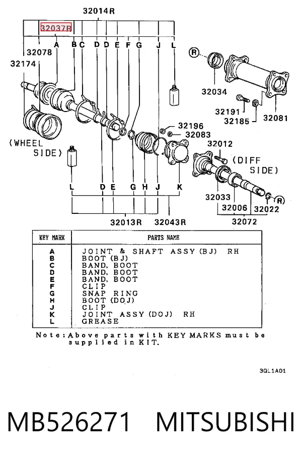 ШРУС наружный передний MB526271 Mitsubishi
