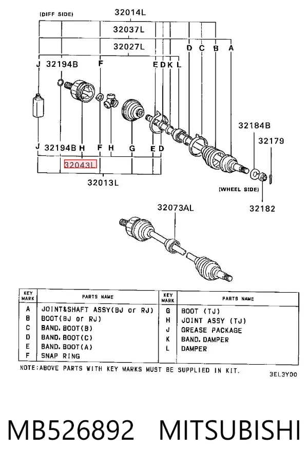 ШРУС наружный передний MB526892 Mitsubishi