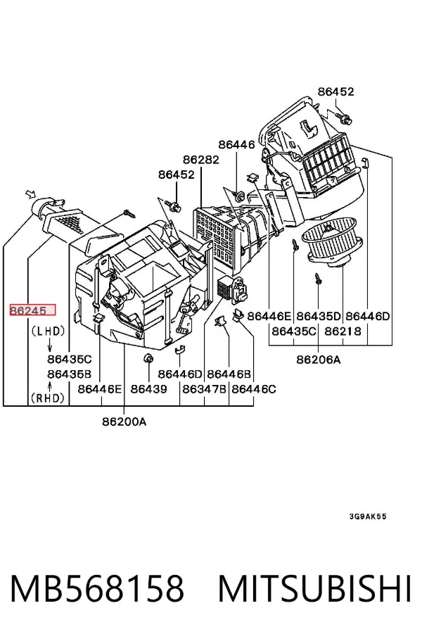 Радиатор печки MB568158 Mitsubishi