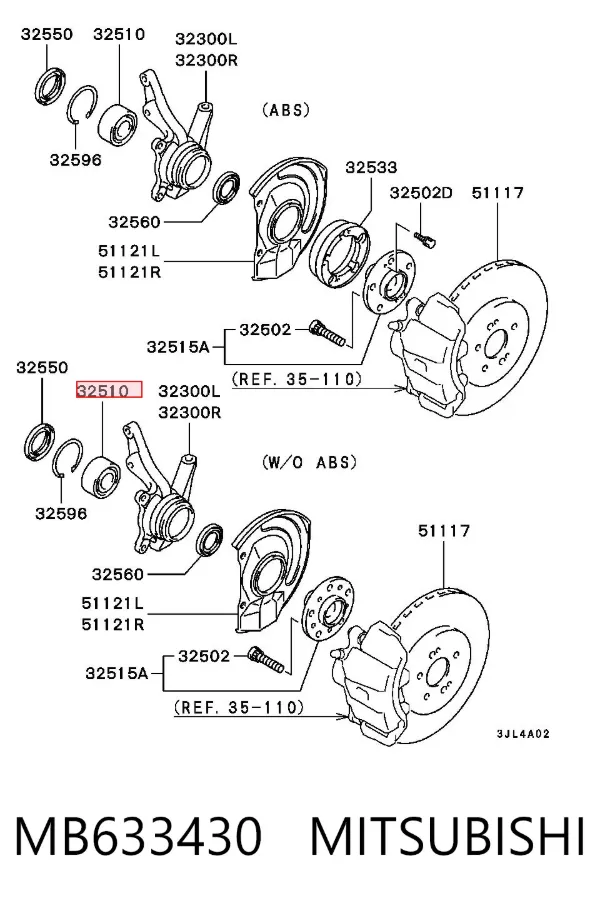 Подшипник ступицы MB633430 Mitsubishi