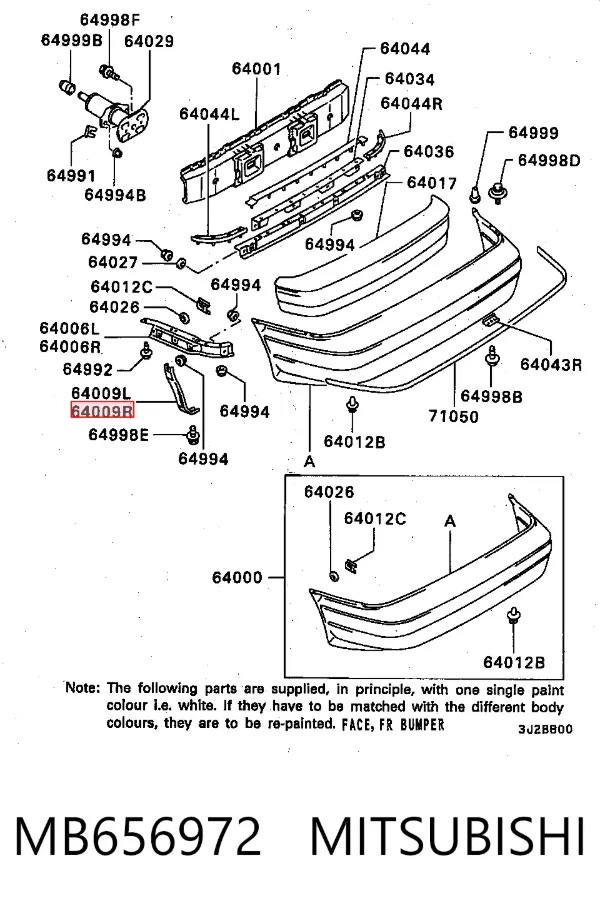 Кронштейн бампера заднего правый MB656972 Mitsubishi