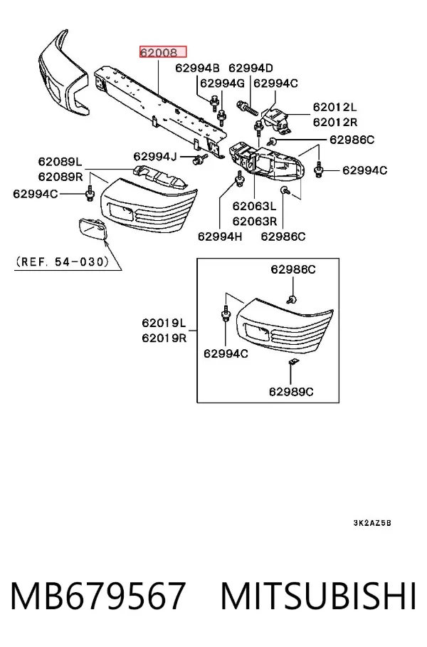 Передний бампер MB679567 Mitsubishi