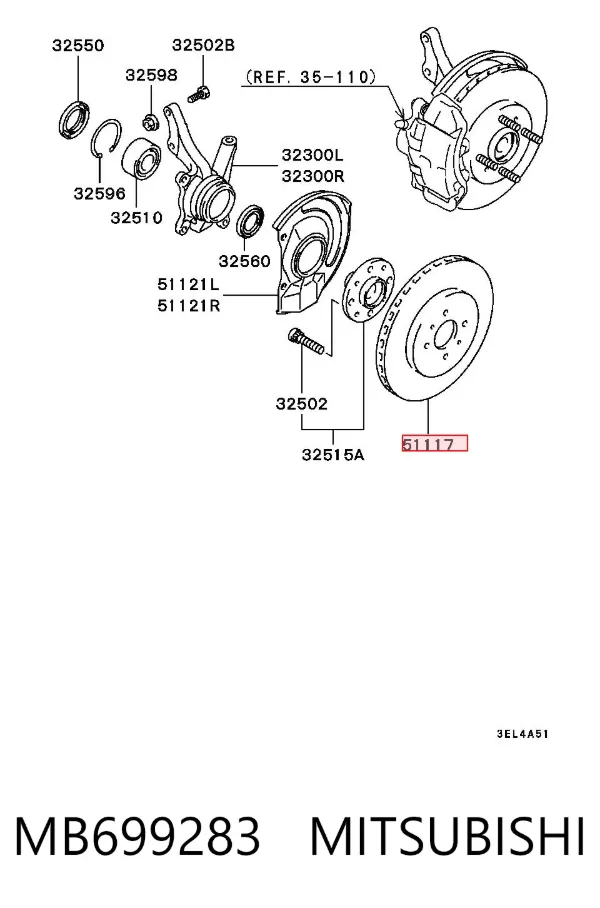 Передние тормозные диски MB699283 Mitsubishi